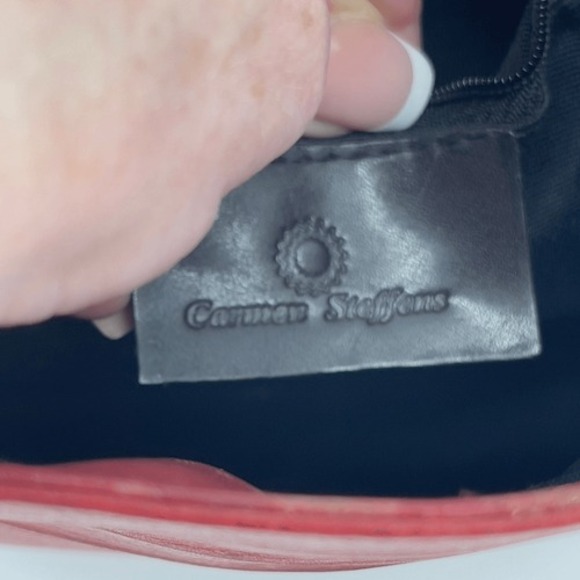 Carmen Steffens Red Studded Leather Crossbody Bag‎ Adjustable Strap - Picture 9 of 15